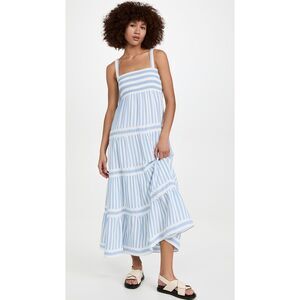 NWT OPT Elera Dress Blue White Striped Maxi Dress, XS (C2)